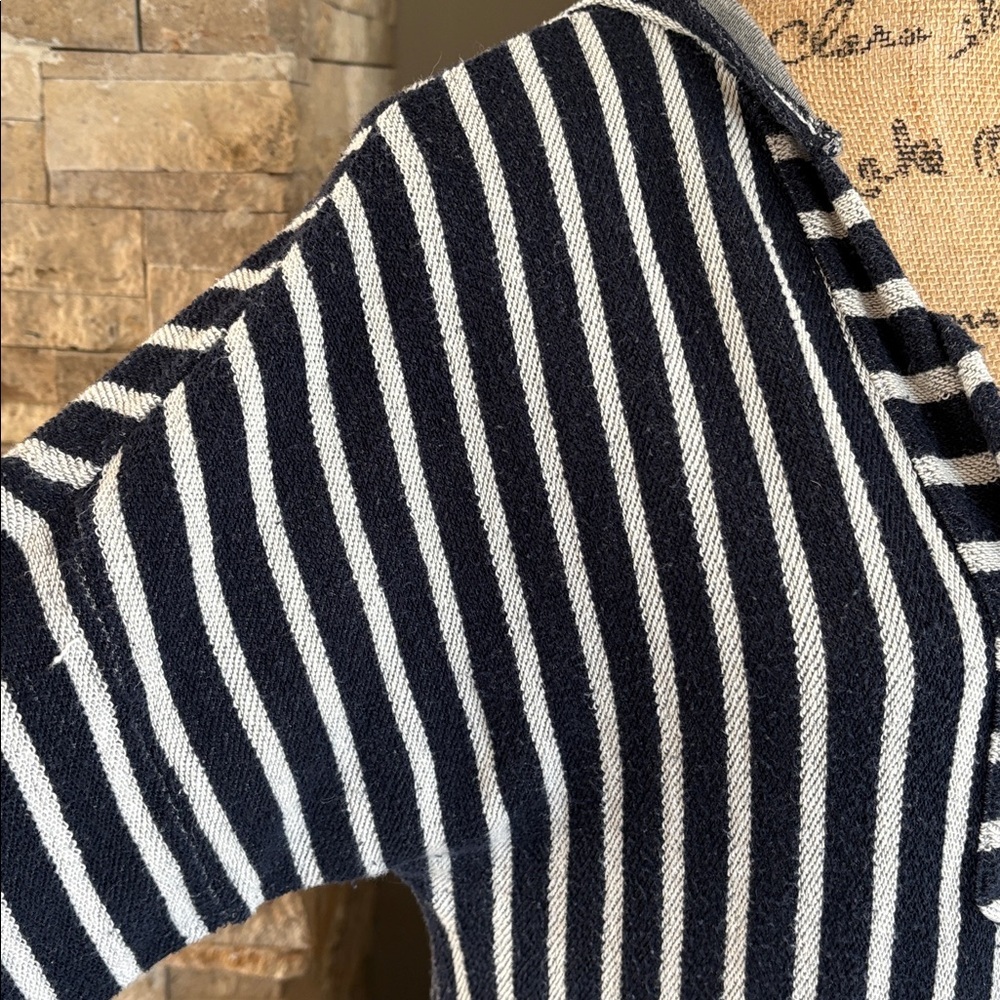 Soft Surroundings Offshore Pullover navy stripe hooded kangaroo pocket nautical - Picture 4 of 16